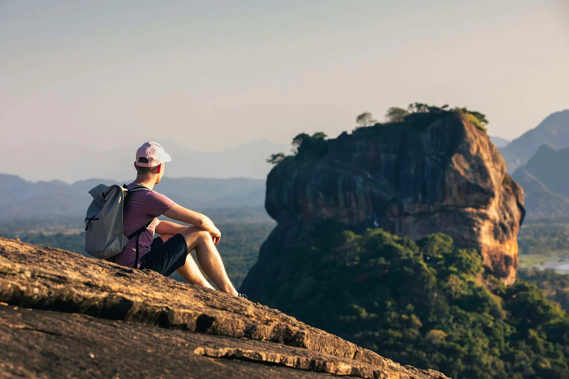 Traveller enjoying the view of Sigiriya rock fortress