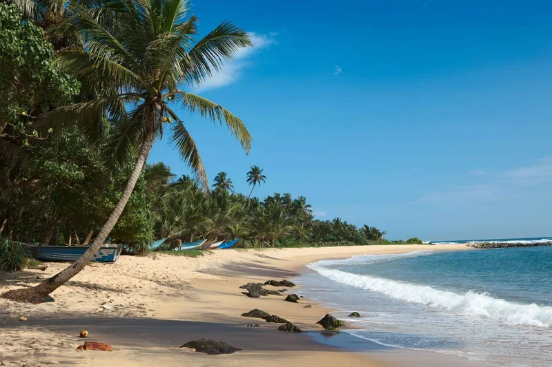 An idyllic beach on the Sri Lankan coast